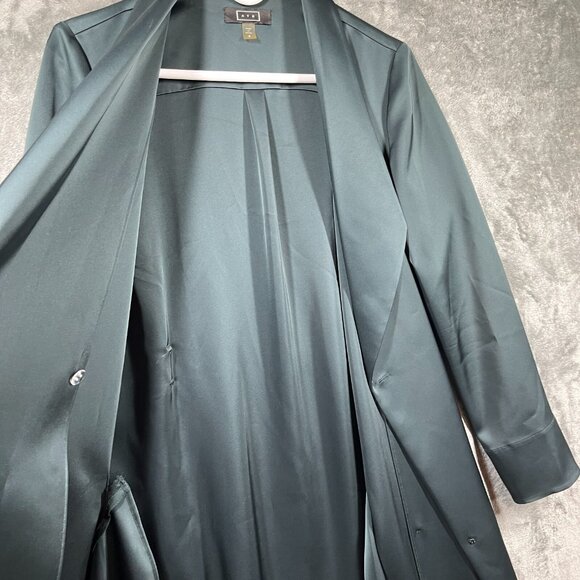 AYR Coat Jacket Womens Size Small Dark Green Satin Pockets - Picture 5 of 9